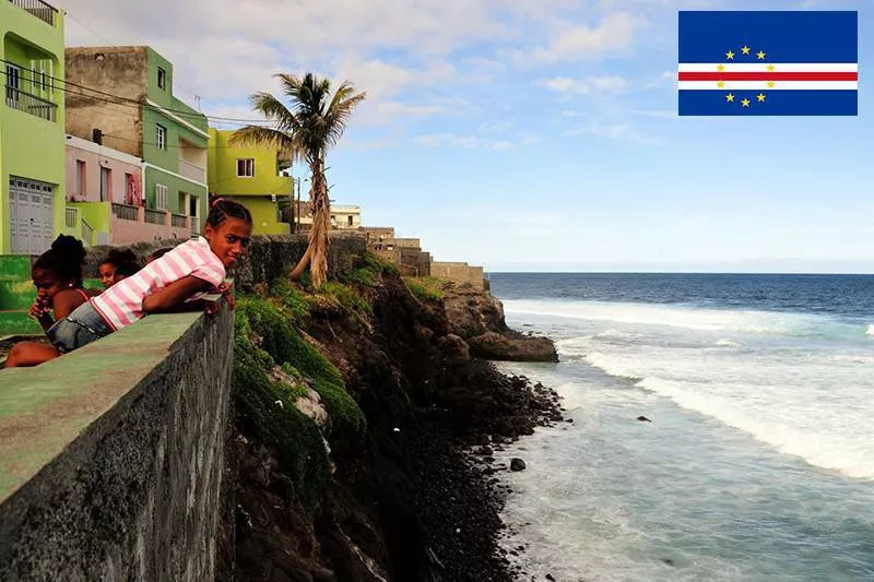 Cabo Verde ocean coast with houses