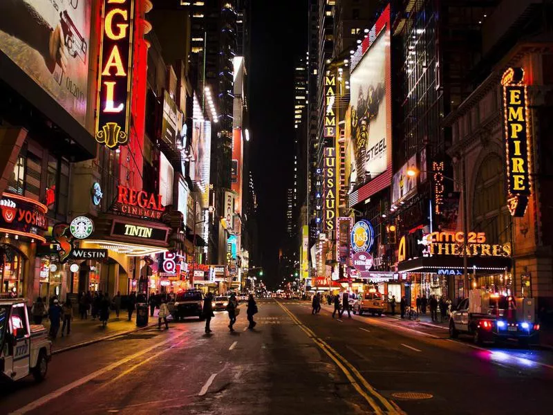 Broadway at night