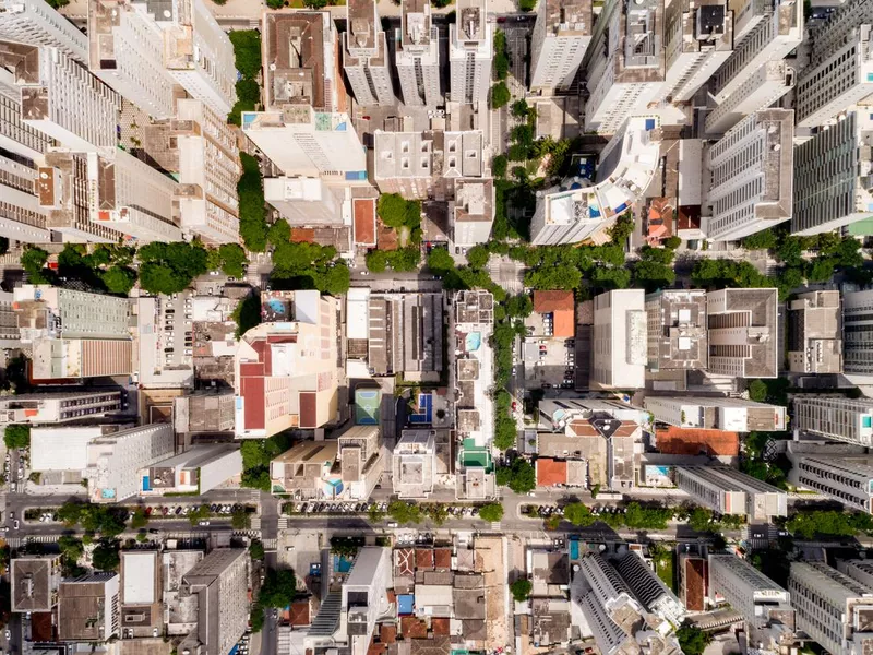 Top View of Skyscrapers at city