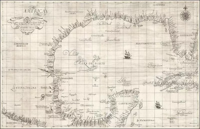 Dudley Map of the Gulf of Mexico and Florida