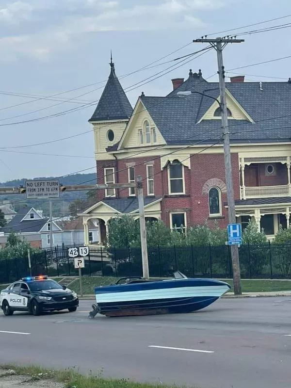 Boat stuck in the street