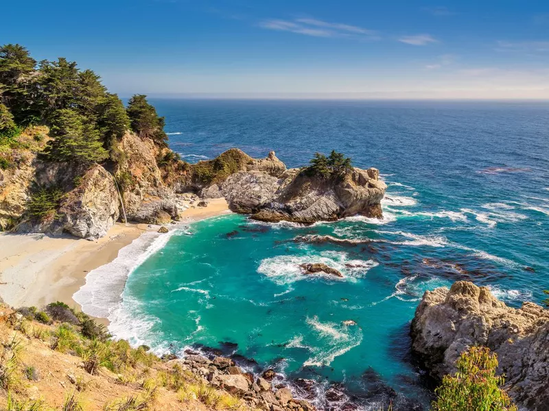 Beach and Falls, Julia Pfeiffer Beach, McWay Falls, California