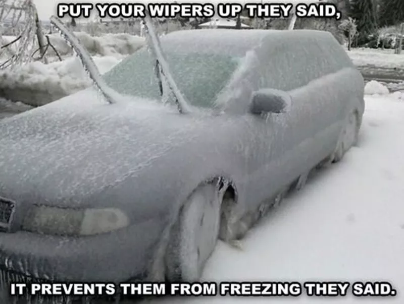 Frozen windshield wipers winter meme