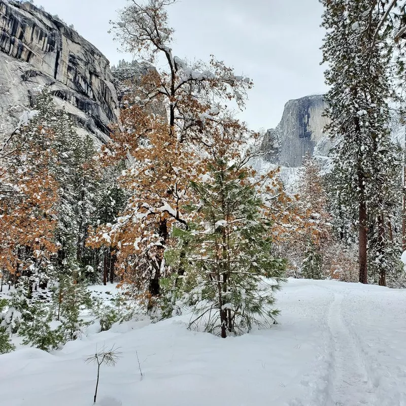 Snowy Mist trail towards Half Dome