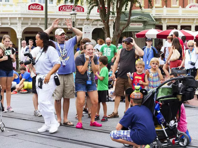 Parents with small children at Disneyland