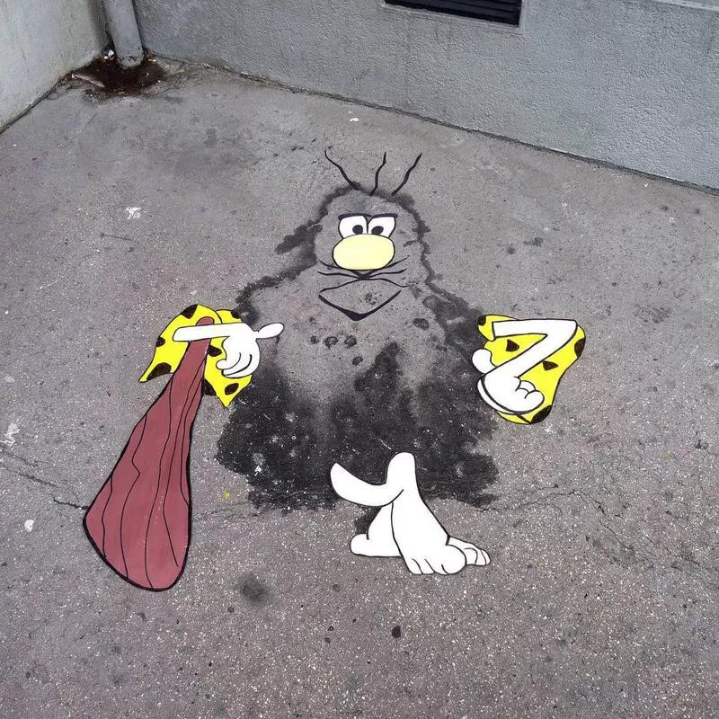 Caveman street art in Europe