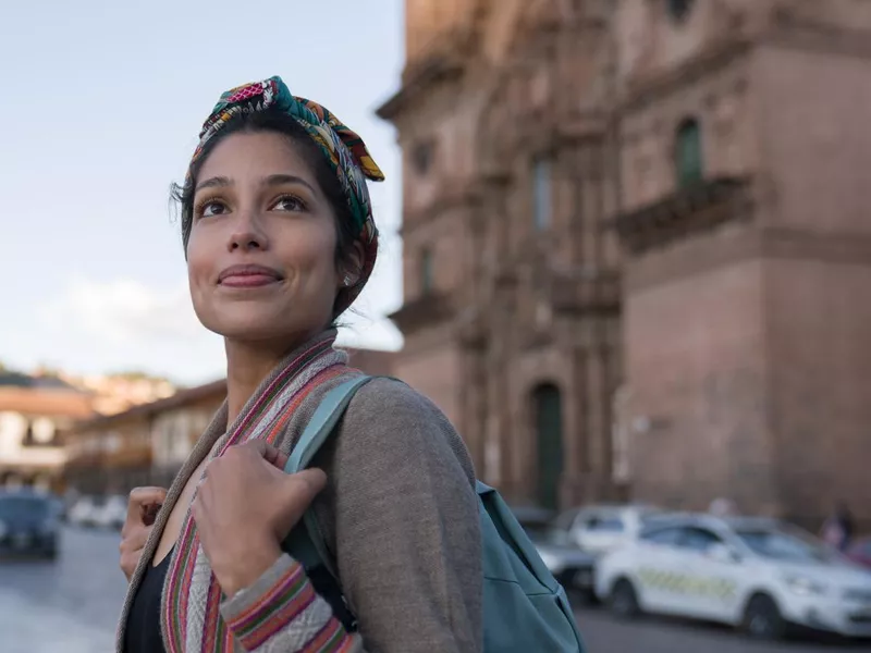 Woman sightseeing in Cusco, Peru