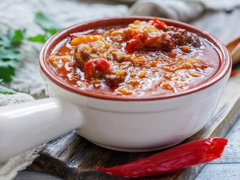 Goulash with beef. Hungarian cuisine.