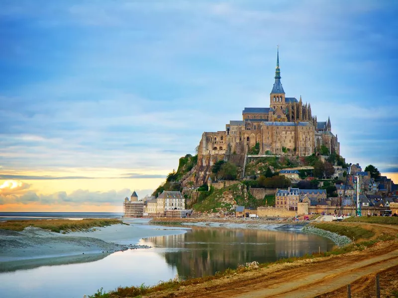 Mont St Michel at sunset France