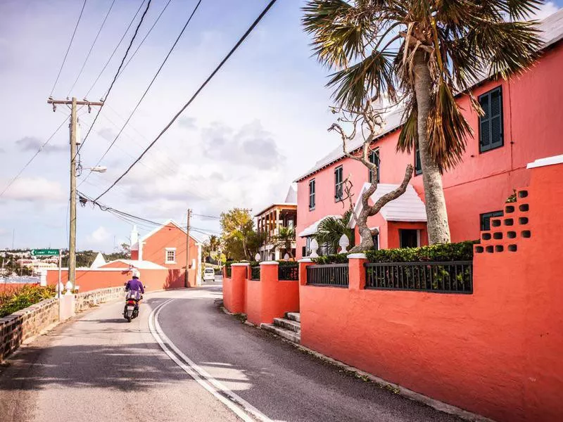 Motorcycle on Hamilton street, Bermuda