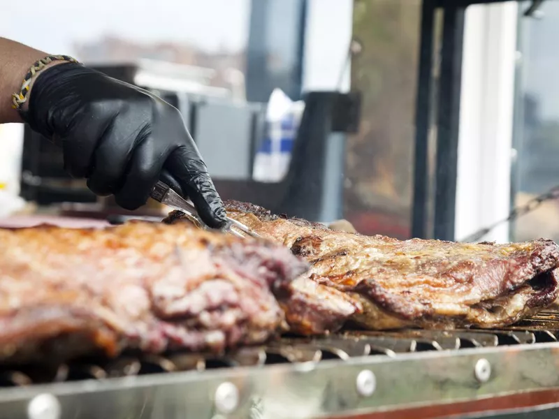 Beef grill on food truck