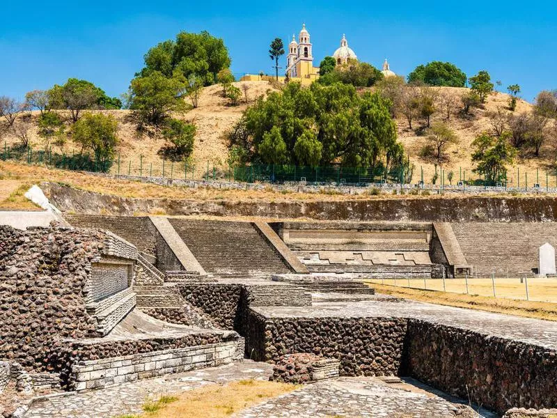 The Great Pyramid and the Our Lady of Remedies Church in Cholula, Mexico