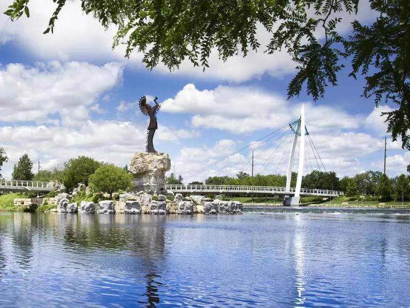 Keeper Of The Plains Statue and Bridge in Wichita, Kansas