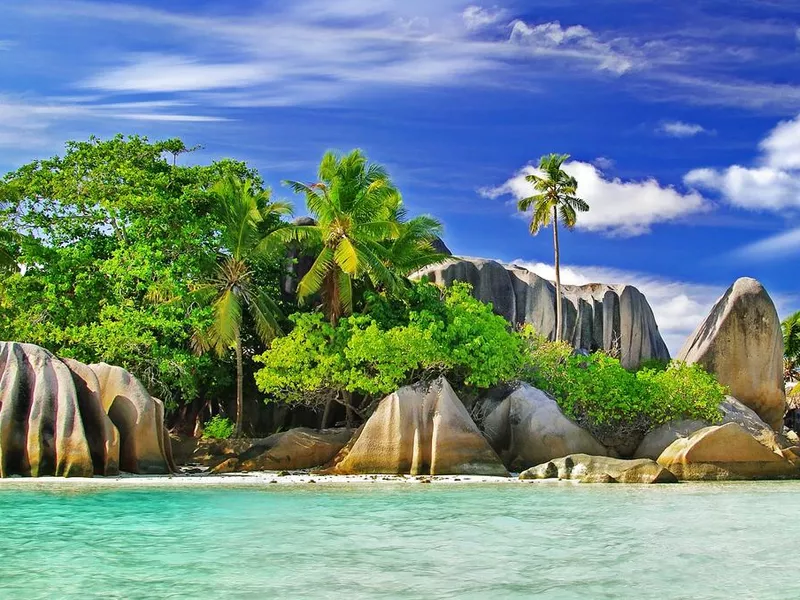 Anse Source d'Argent beach from the water