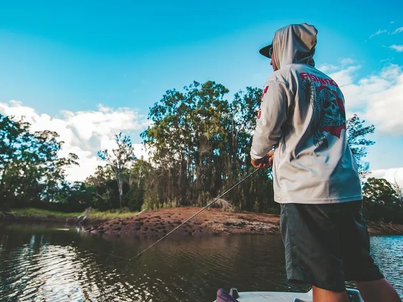 Fishing at Wahiawa Reservoir, Hawaii