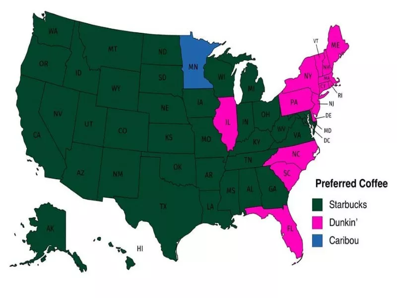 Map of preferred coffee store