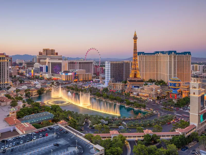 Aerial view of Las Vegas strip in Nevada