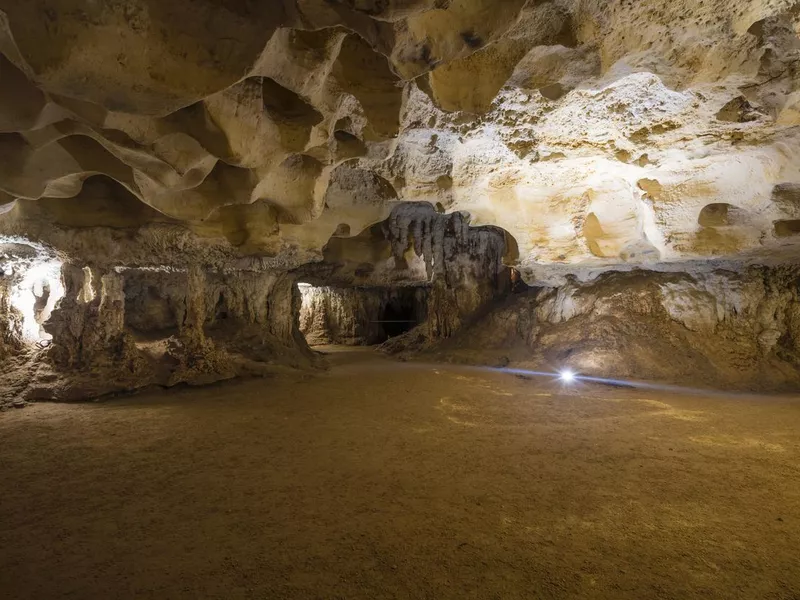 Inside a limestone cave