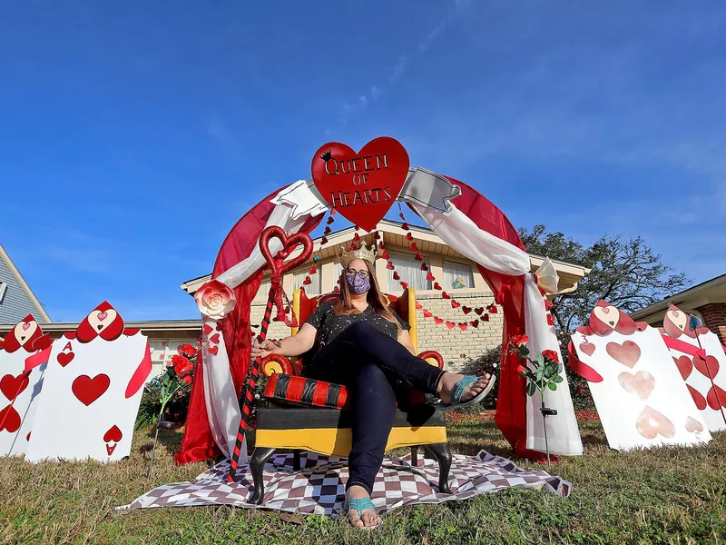 A women in front of her house float