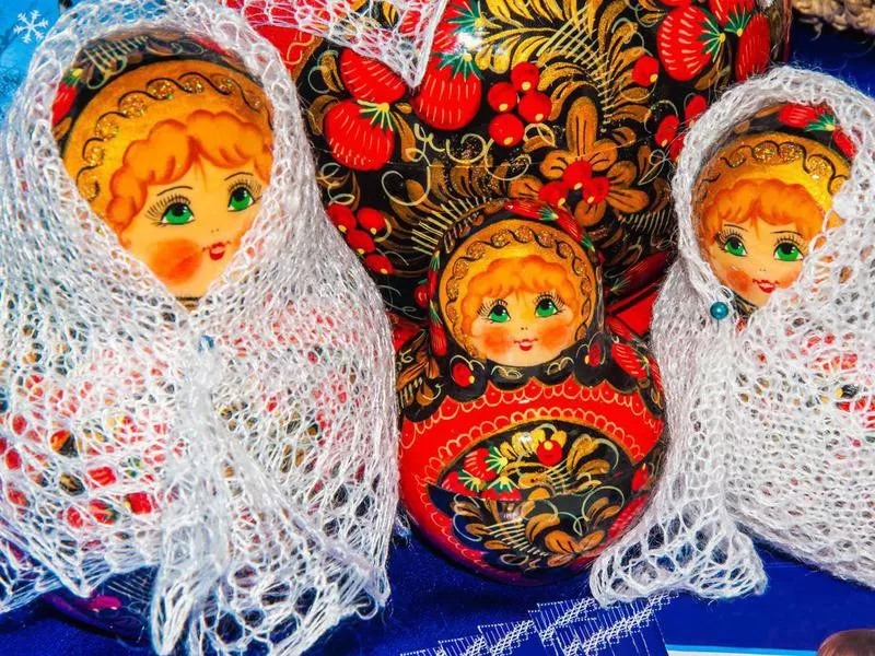 Matryoshka doll in Orenburg downy shawl