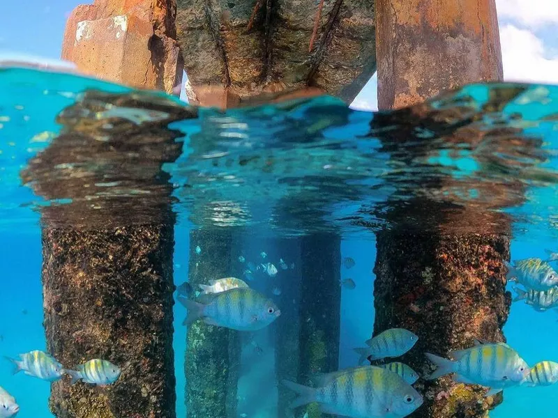 The dock at Crash Boat Beach, Puerto Rico