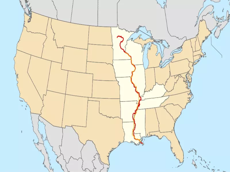 Map of the Mississippi River