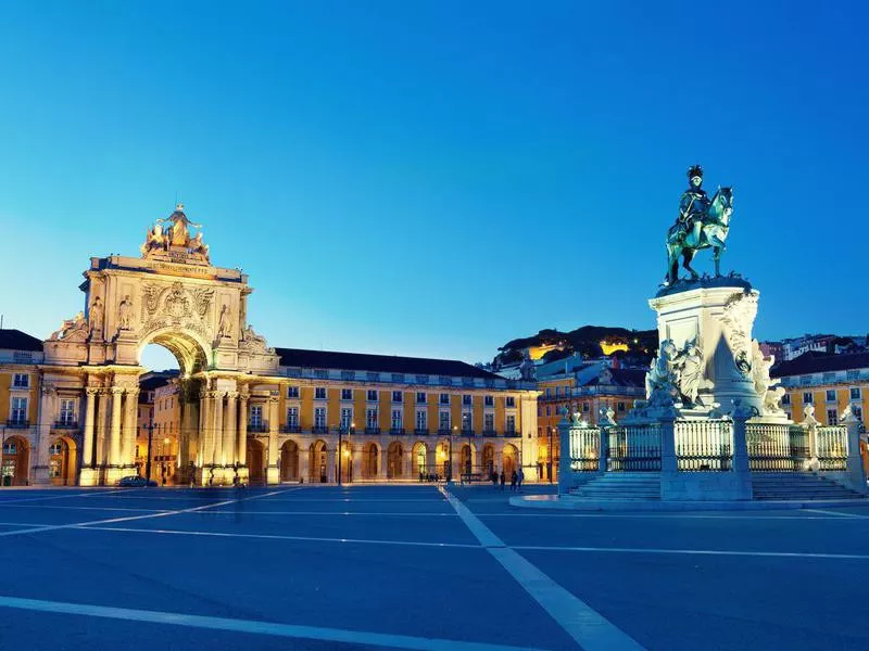 Lisbon city gate at the Commerce Square, Portugal