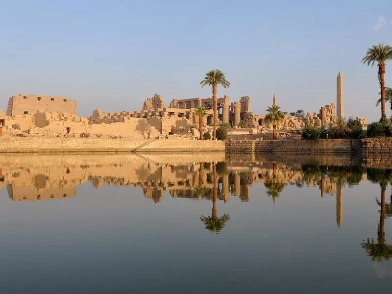 Ancient Egyptian Karnak complex on the Nile