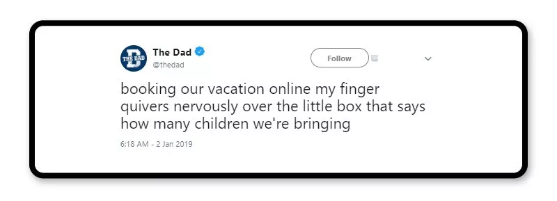 Booking a family vacation tweet