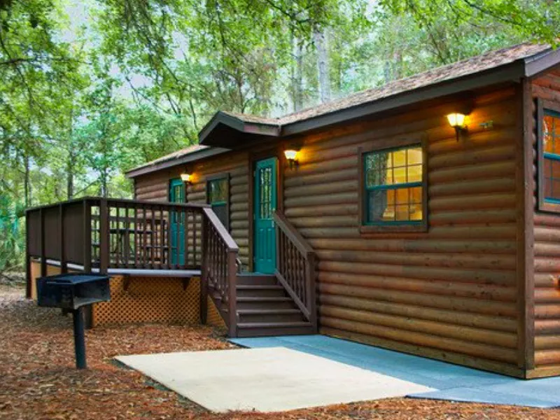 Outside of one of the cabins at Disney's Fort Wilderness Resort