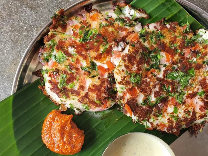 Tomato cheese uttapams from Chai Pani