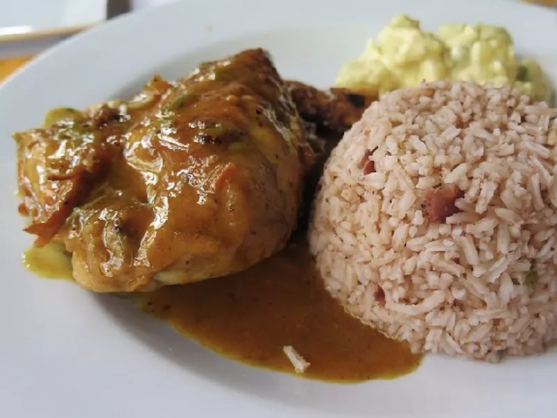 Rice, beans and chicken