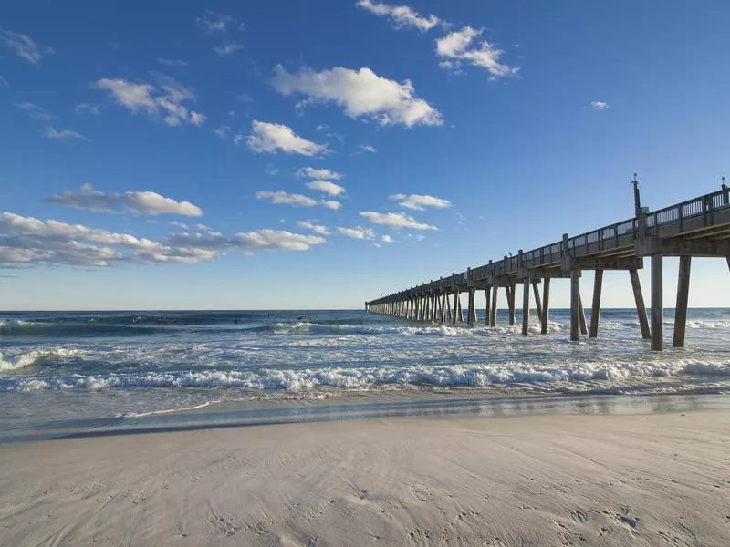 Waves hit Pensacola Pier