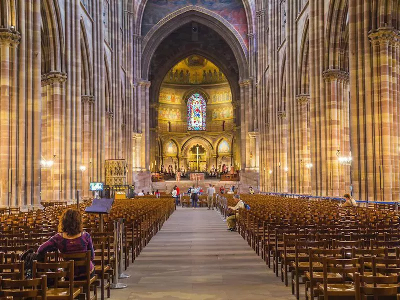 Inside Strasbourg cathedral