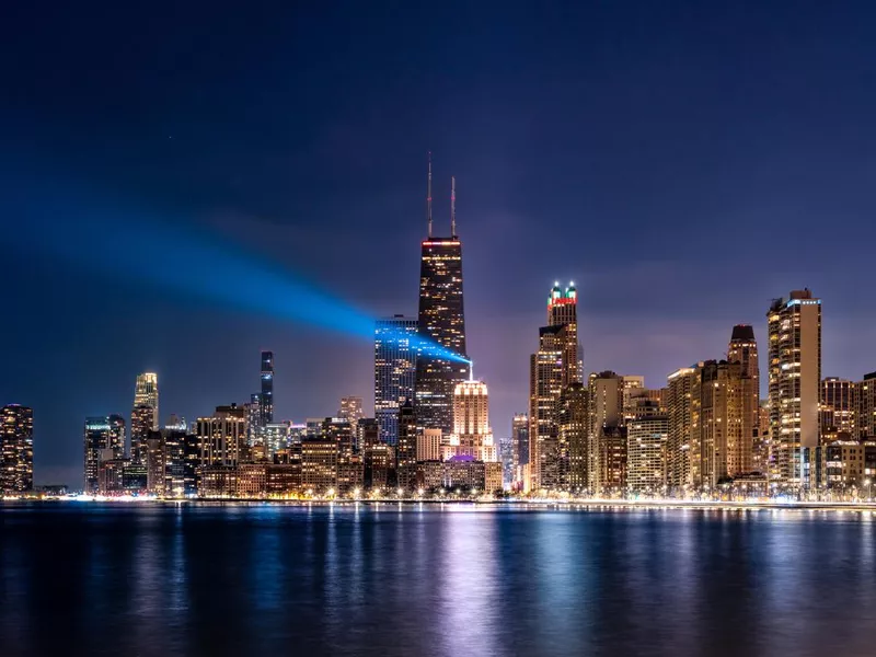 Downtown Chicago Skyline at Night