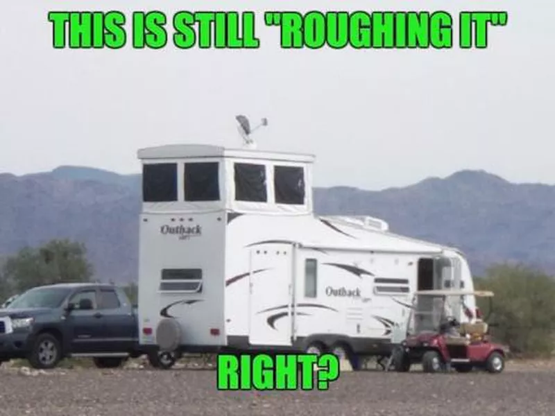 RV roughing it while camping meme