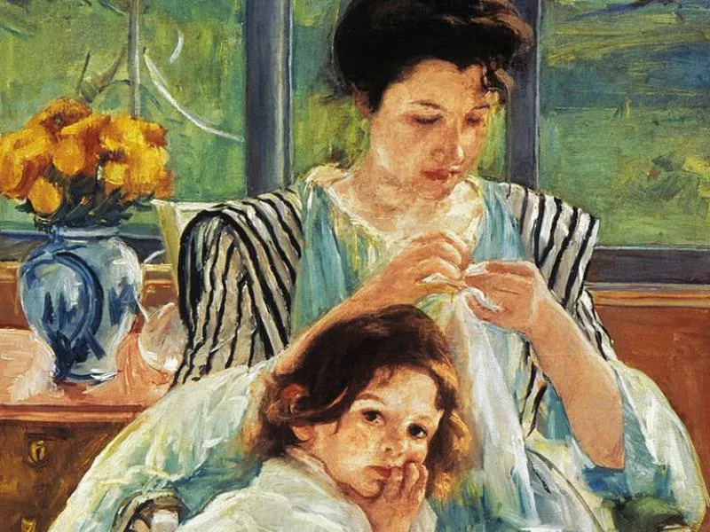 Young Mother Sewing