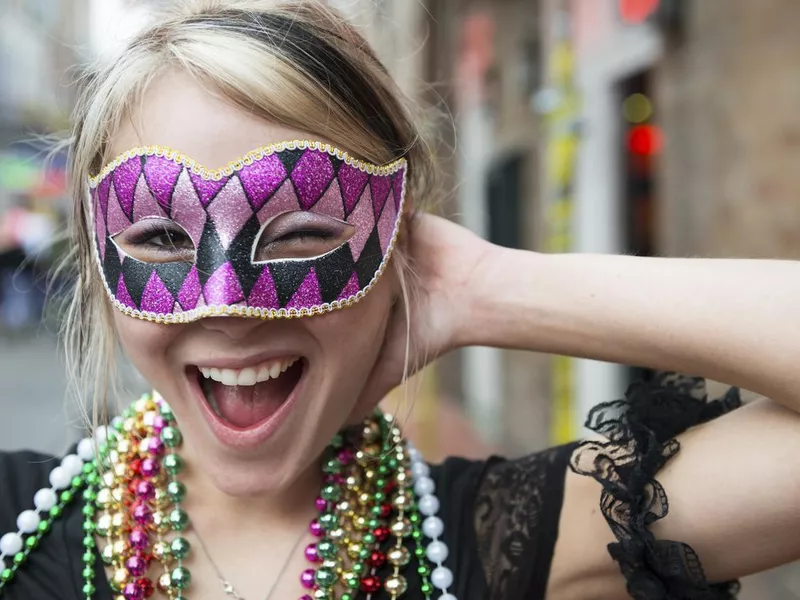 Young woman in mask