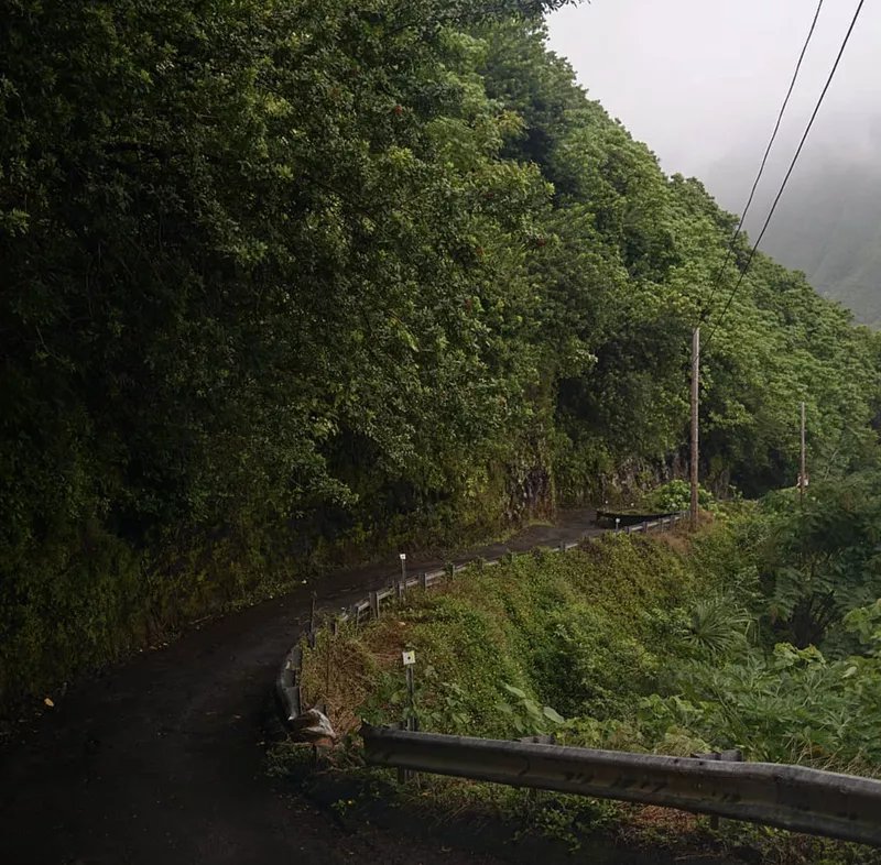 Waipio Valley Road from a distance