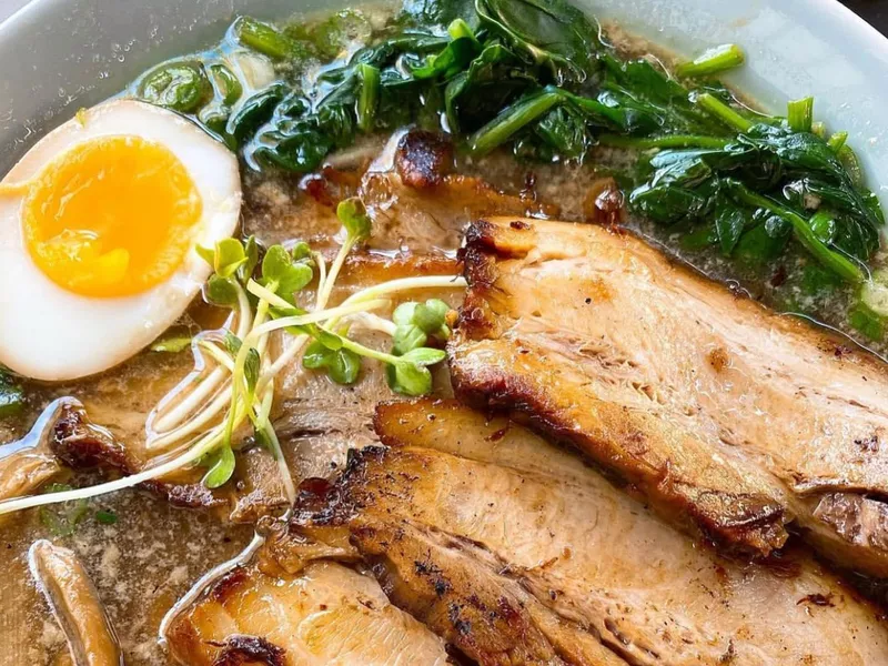 Bowl of ramen at HiroNori Craft Ramen, a restaurant in Irvine, California