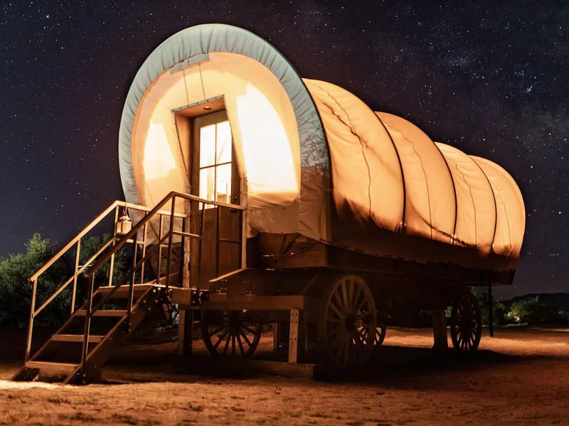 Airbnb wagon on a dude ranch