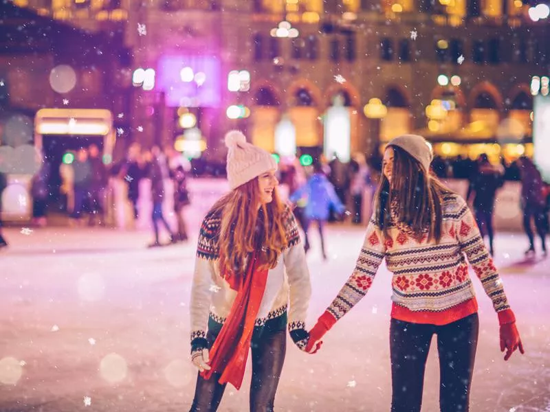 Women ice skating in Austria