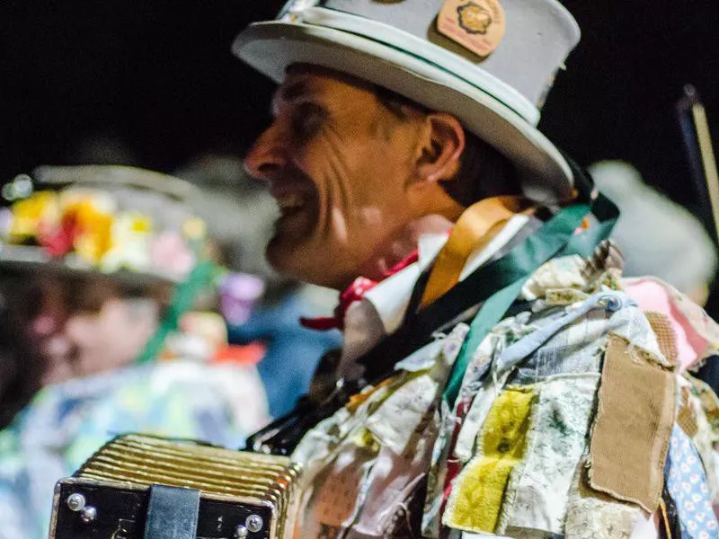 Man in custom wassailing