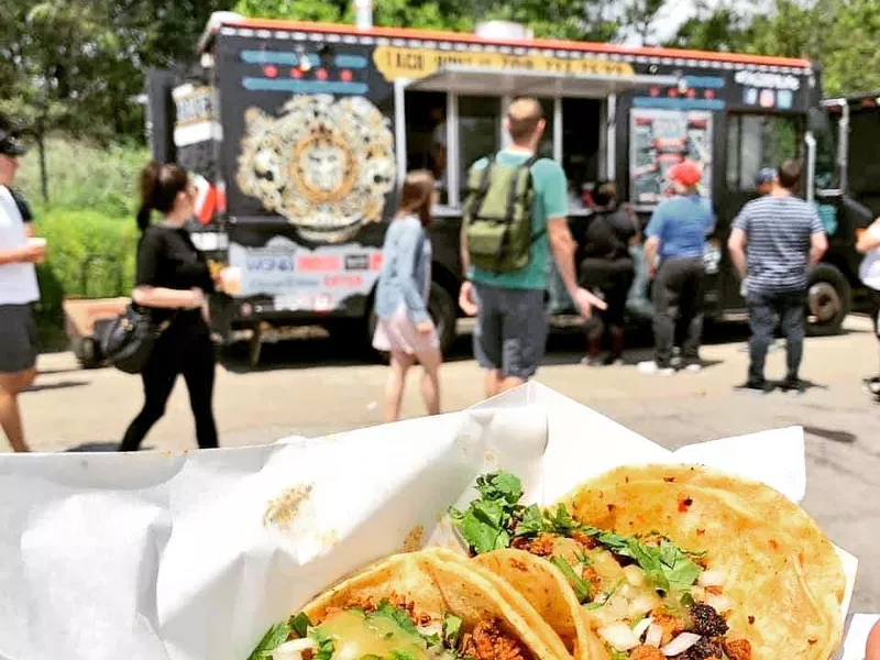 People ordering food at the Chicago Food Truck Festival