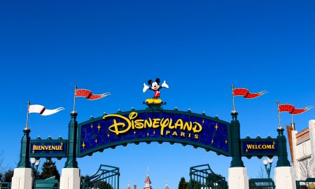 Paris, France - November 22, 2015: This is the entrance to Disneyland Paris in France.