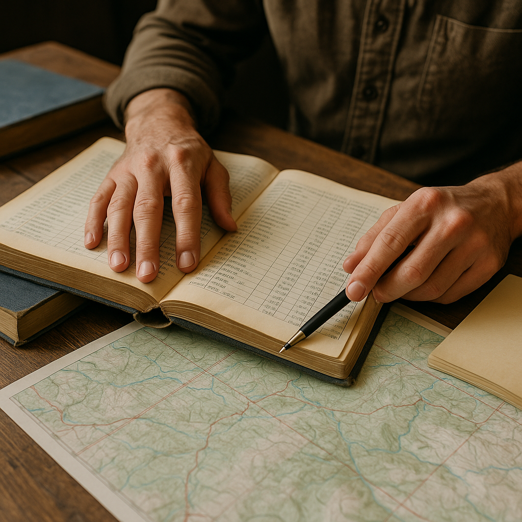 Use old trail ledgers like a search index, not a storybook