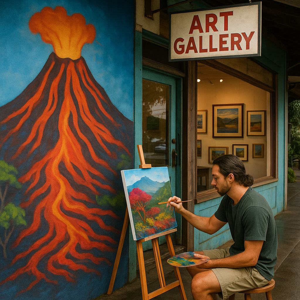 The Volcanoes-to-Pāhoa swap: lava outside, paint inside