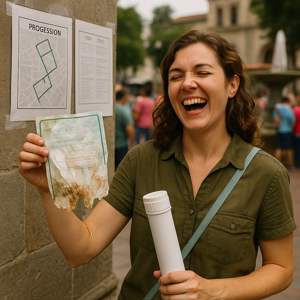 The poster-tube carry that keeps your street parade plan intact