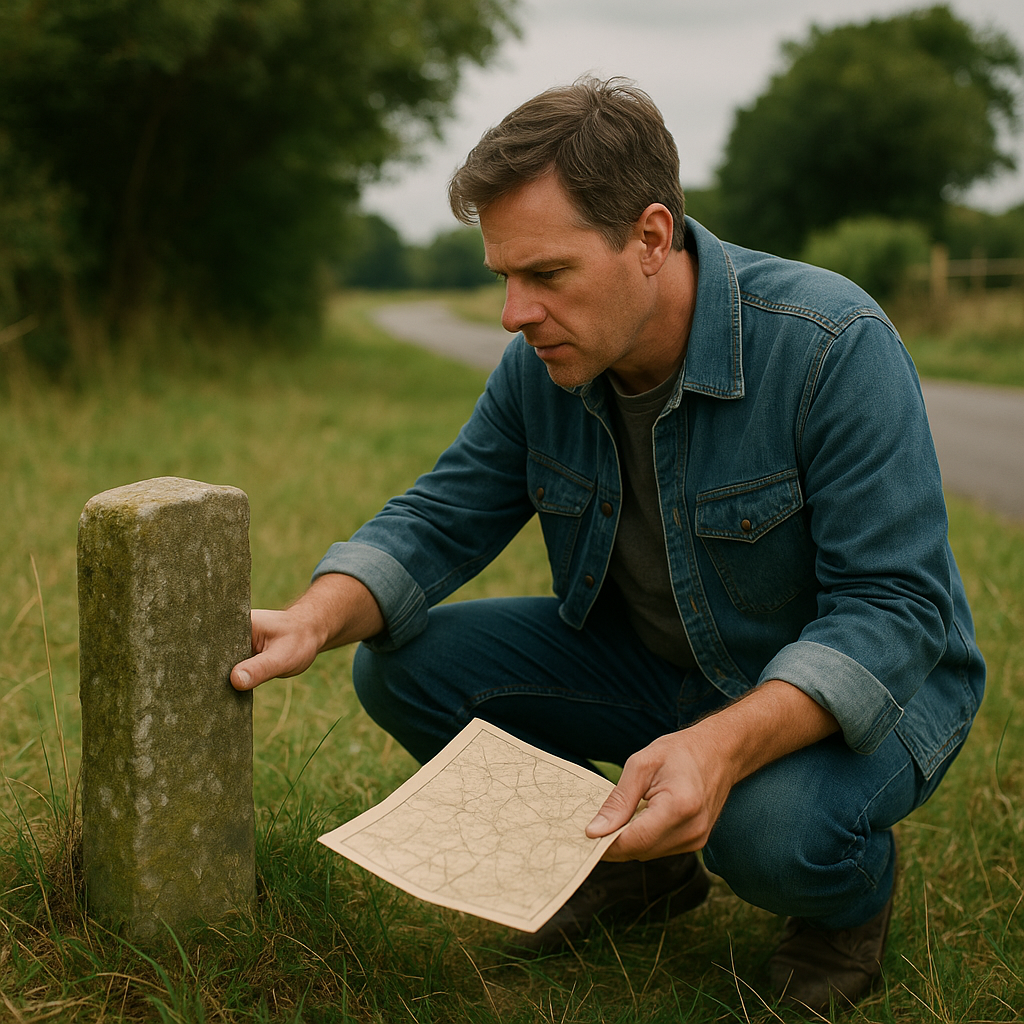 Following a vanished coastal road line to a forgotten marker stone