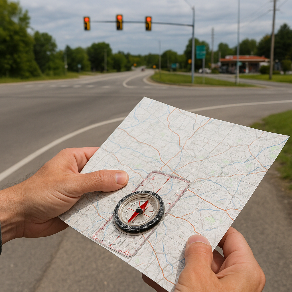 Compass bearings from crossroads that still act like tollgates